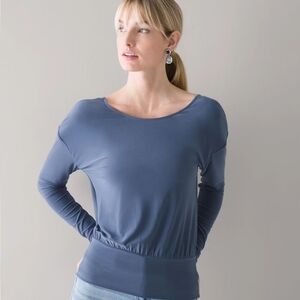 WHBM Long-Sleeve Matte Jersey Tie-Back Top